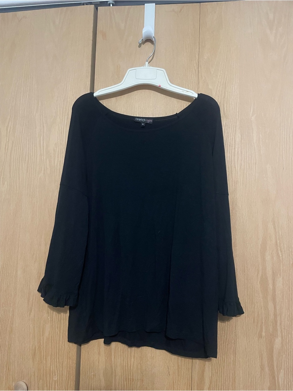 french kyss Black Ruffle Cuff Long Sleeve Top